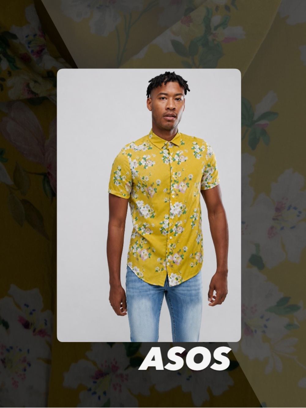 GUC Asos Yellow Floral Short Sleeve Shirt